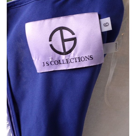 JS COLLECTIONS Maddison Column Shirred Gown Dress Blue 6 NEW - Picture 16 of 16